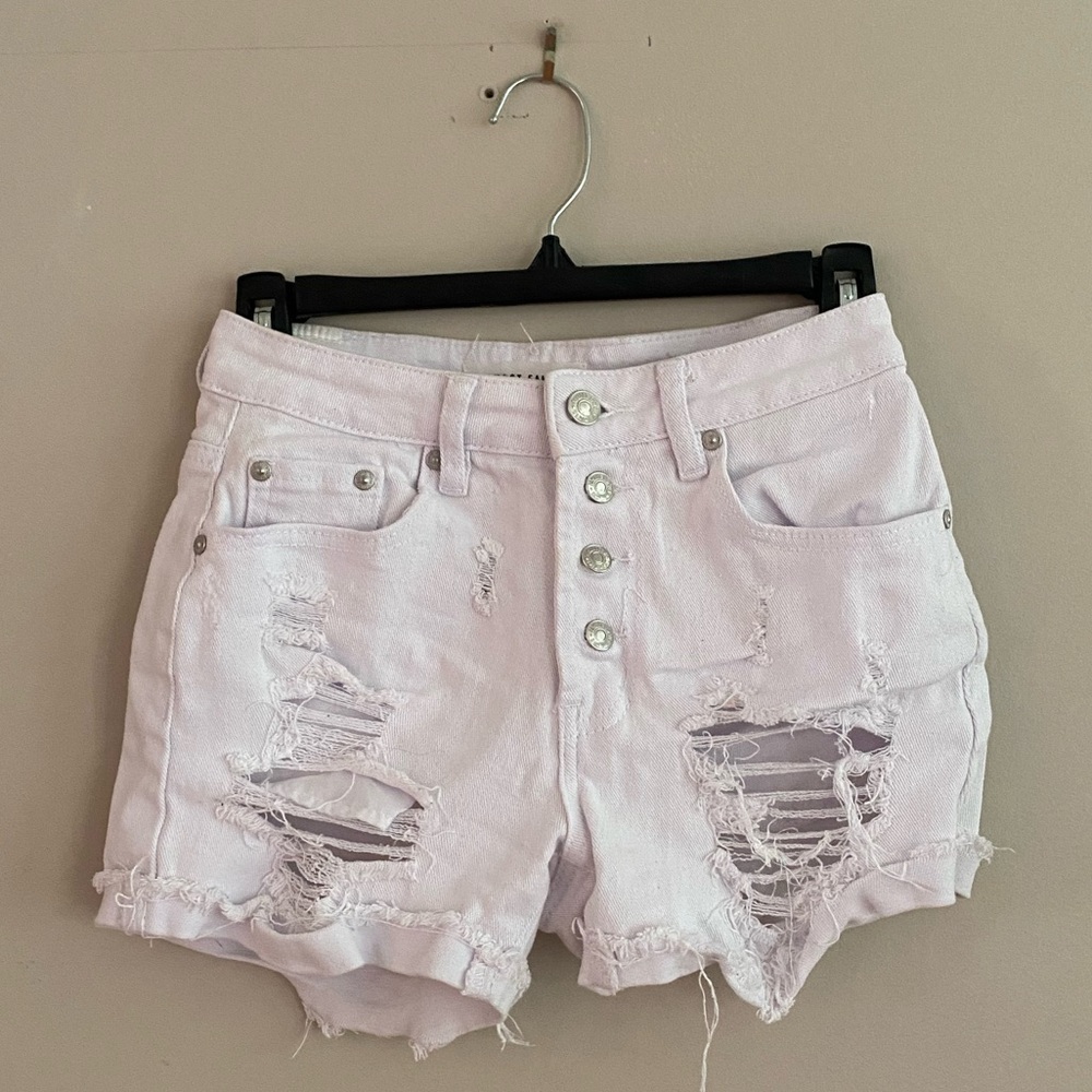 Almost famous white ripped jean shorts size 0